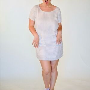 Striped White Dress with Pockets